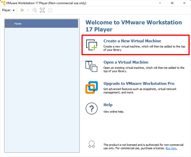 ایجاد ماشین مجازی جدید در نرم افزار رایگانِ VMware Workstation 17